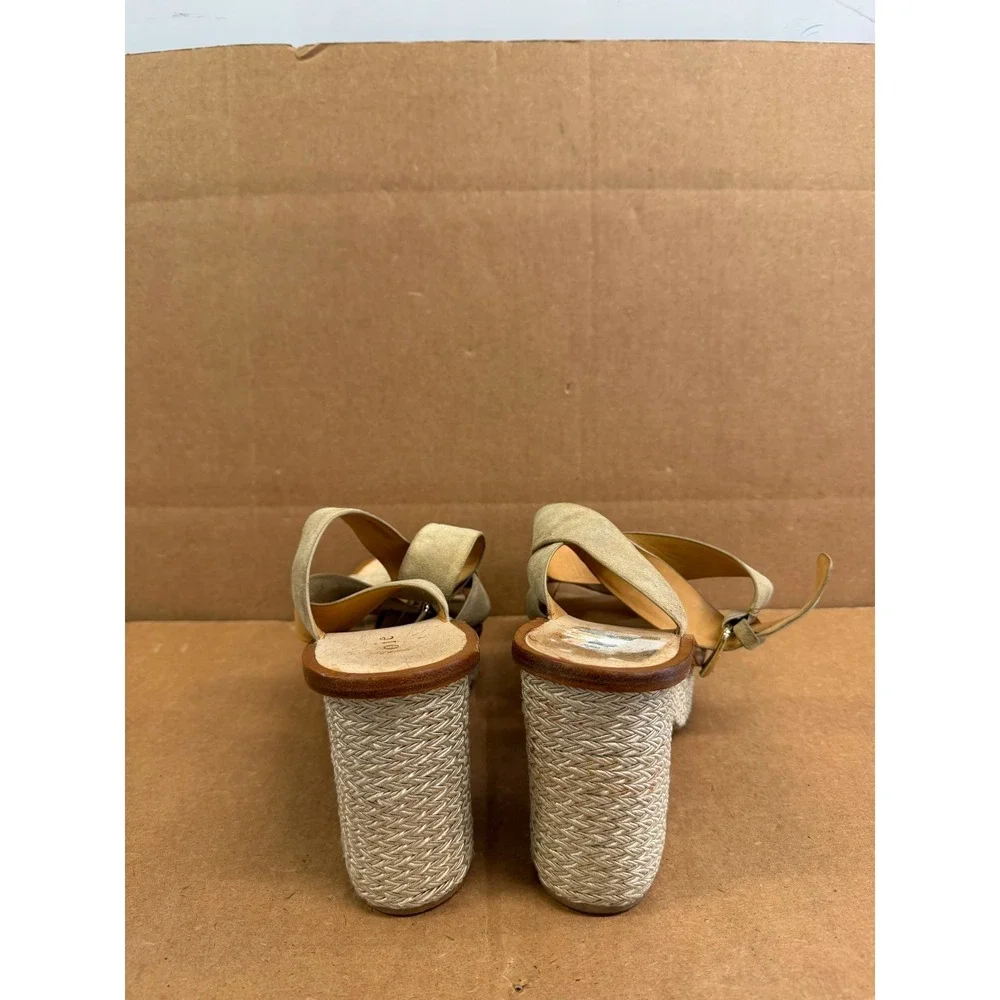 Joie Tanglee Suede Platform Espadrille Wedge Sandals Tan Womens Size 41 EU